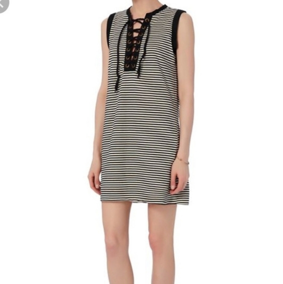 NSF Stripe Tank Dress Grommet Lace Up - Picture 1 of 9